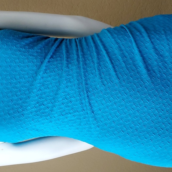 BISOU BISOU Michele Bohbot Turquoise Ruched Sleeveless Bodycon Dress SIZE: 2 - Picture 3 of 10